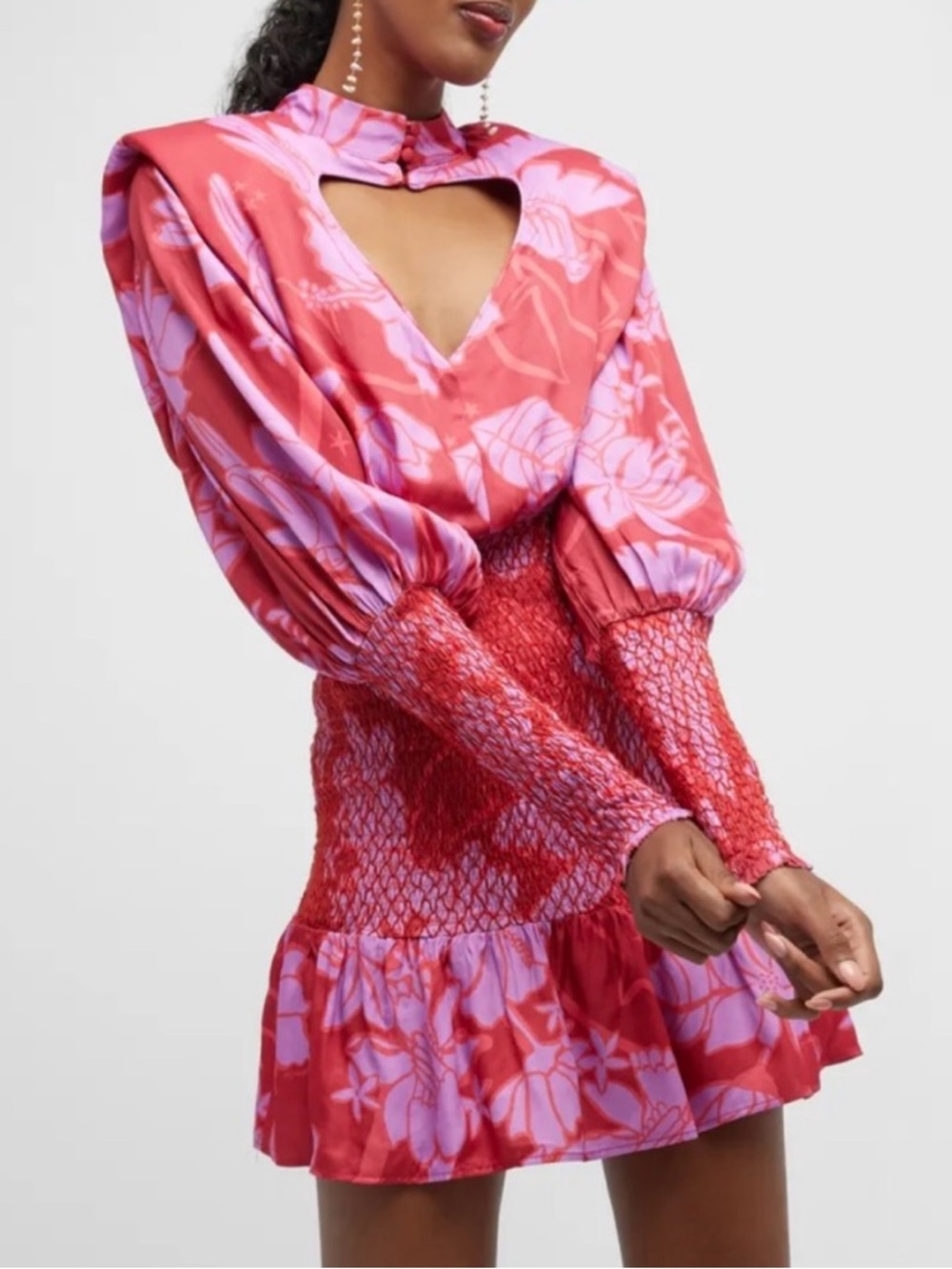 Farm Rio Floral Print Mini Dress 🌺 Tropical Boho Resort Dress
